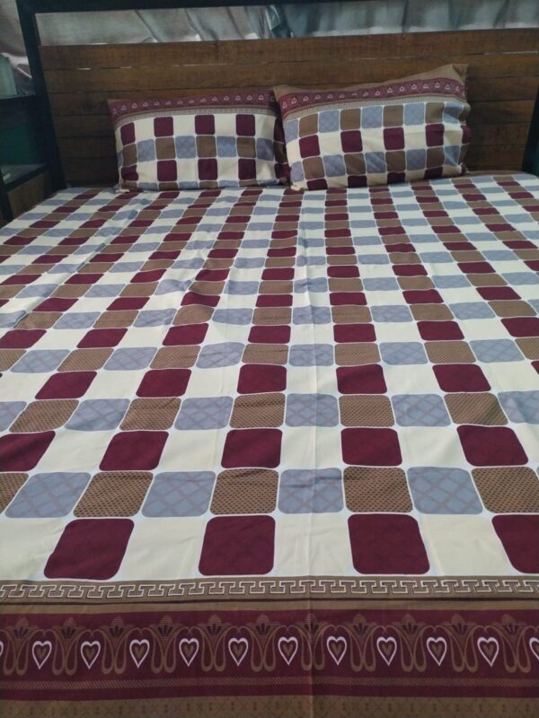 Maroon and Off white Bedsheet