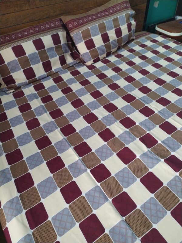 Maroon and Off white Bedsheet - Image 2